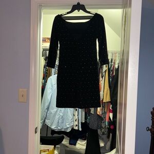 Express Black Long Sleeve Dress with Silver Accents